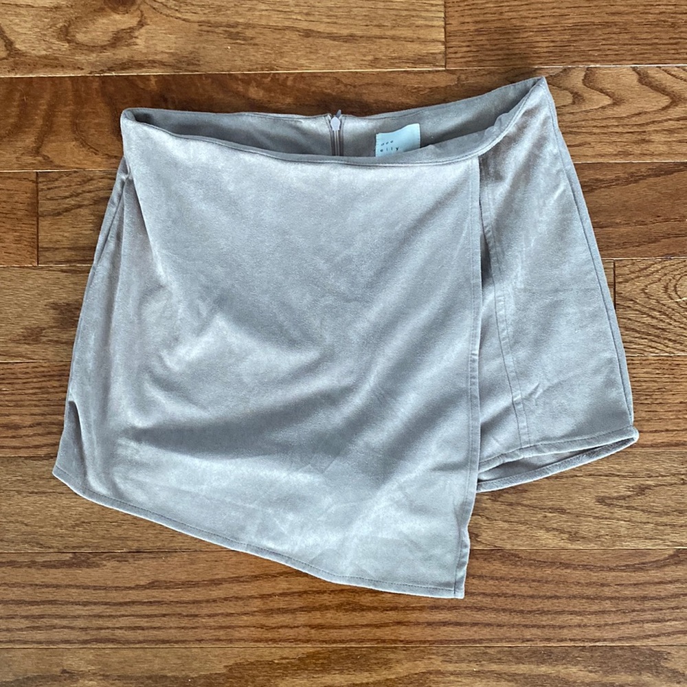 mini, asymmetrical tan brown skirt